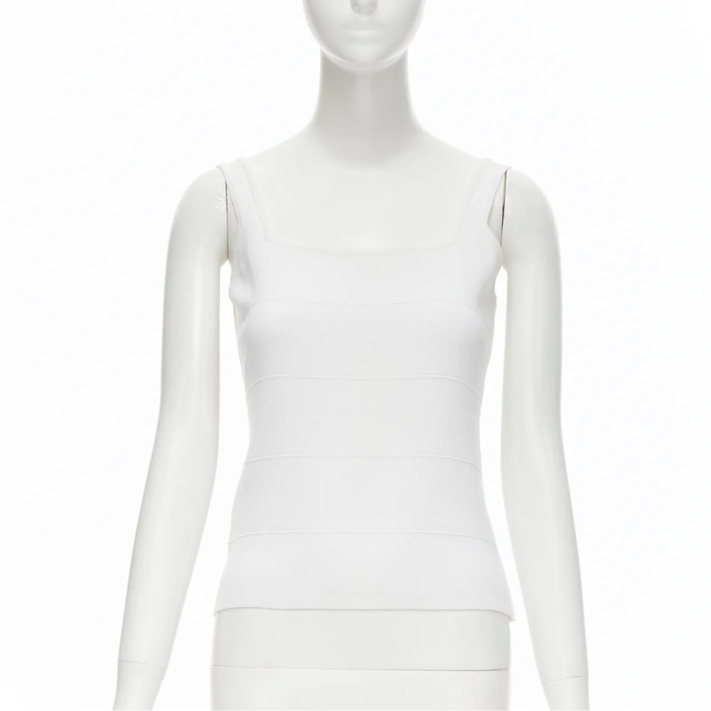 Authentic Chanel 90s CC Logo White Square Neck Tank Top size 40 M